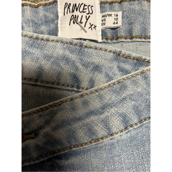 PRINCESS POLLY LIGHT WASH ASYMMETRIC STRAIGHT LEG HOLLY JEANS NWT- SIZE 12 - Picture 12 of 16